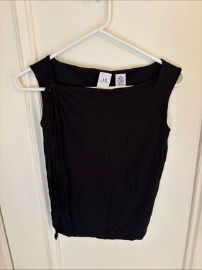 A/X Armani Exchange Black Knot-Shoulder Sleeveless Tank